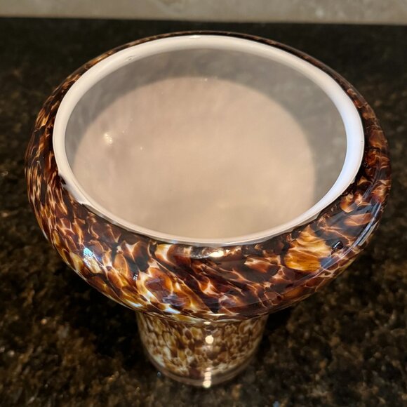 ๐HP๐ Hand Blown Tortoise Shell Leopard Translucent Art Glass Vase Tropical - Picture 12 of 15